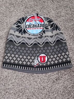 Zephyr Gray and Black Utah U Beanie Hat